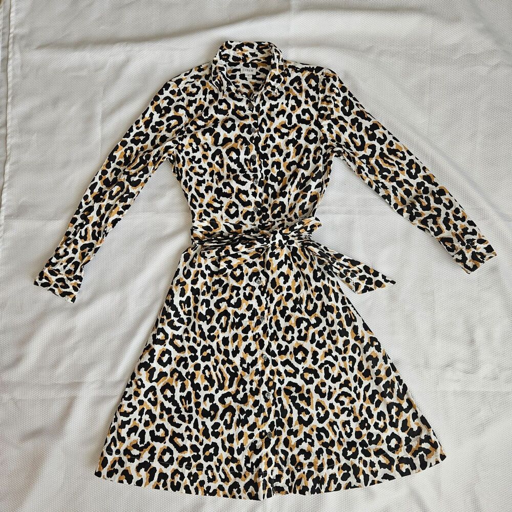 J. Crew Leopard Tie-Waist Shirt-Dress womens 2